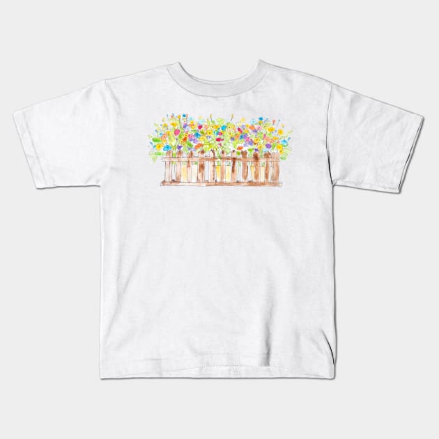 colorful flowers in 3 pots watercolor Kids T-Shirt by colorandcolor